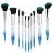 FIDAC Make Up Brush Set 10Pcs Blue Crystal Handle Cosmetic Powder Foundation Tools US