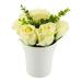 Sapone del Fiore Yellow Plastic Roses in Porcelain Pot - 7 Blooms - 4 x 4 x 6 - 1 count box