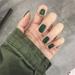 24Pcs Retro Forest Green Square Head Artificial Nail Tips Ins Samll Fresh Pure Color Short Full Cover False Nails