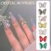 Bcloud 5Pcs/Set Nail Butterfly Ornament Ice Penetration 3D Colorful Shiny Manicure Crystal Butterfly for Beauty