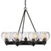 Galveston 9 Light Chandelier in Rubbed Bronze with Seeded Glass