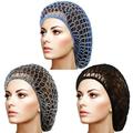 3 Pieces Mesh Hair Net Soft Rayon Knit Snood Hat Sleeping Crochet Hairnet Long Hair Net Snoods Cover Crocheted Hair Net Cap Hair Covers for Women Hair Accessories Black Blue Gray