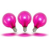 Novelty Lights 25 Pack G40 LED Outdoor String Light Patio Globe Replacement Bulbs Pink 3 LED s Per Bulb Energy Efficient