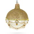 Opulent Golden Chandelier Elegance Blown Glass Ball Christmas Ornament 3.25 Inches