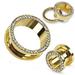 24k Gold Plated Screw-on Plugs/Gauges/Tunnels with Clear CZ 9/16 (2 Pieces (1 Pair) (A/5/3/10)