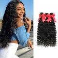 Brazilian Deep Wave Hair Bundles Unprocessed Human Hair Bundles 10A Brazilian Virgin Hair Deep Wave Bundles Natural Black (18 18 18 )