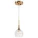 Woodbridge Lighting Bristol 1Lt Glass LED Mini-Pendant in Brass/Clear