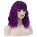 RightOn Purple Wig for Women Black Purple Ombre Wig Purple Wig with Bangs Ombre Purple Wig Synthetic Wig with Wig Cap