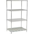 Global Industrial 86 x 36 x 24 in. Nexelon Blue Epoxy Starter Unit Wire Shelving with 1 Dunnage Shelf
