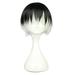 Unique Bargains Human Hair Wigs for Women Lady 12 Black White Bob Wig with Wig Cap