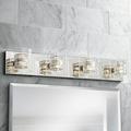 Possini Euro Design Modern Wall Light Four-Light Chrome 30.75 Vanity Fixture for Bathroom Over Mirror