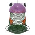 Tomfeel Frog Bird Feeder Solar Lamp Lights Wild Bird Feeder Metal Chandeliers Hanging For Outdoor Decoration Villa Garden Yard Decoration Cartoon Style