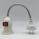 Mulanimo Stainless Steel E27 Lamp Base Flexible Bend Mobile Test Light Socket Light Adapter Plug Switch