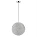 HomeRoots 398032 12 in. Luminary 1-Light Metallic Silver Pendant with Hand Woven Aluminum Wire Shade