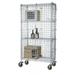 14 Deep x 48 Wide x 69 High Mobile Chrome Security Cage with 2 Interior Shelves