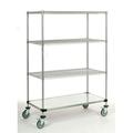 14 Deep x 54 Wide x 92 High 1200 lb Capacity Mobile Unit with 3 Wire Shelves and 1 Solid Shelf