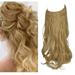 Hairpiece Hair Extensions with Invisible Transparent Wire Adjustable Size Removable Secure Clips in Curly Wavy Hidden Secret Hairpiece for Women 20 Inch 4.5 Oz -Black Brown Blonde