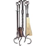 UniFlame 5-Piece Antique Copper Finish Fireset with Ring/Twist Handles