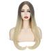 SEGO Long Hair Wig Ombre Platinum Blonde Wigs for Women Middle Part Curly Synthetic Hair Natural Looking Heat Resistant Fiber for Daily Party Use