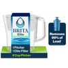 Brita Plastic 6-Cup White Water Filter Pitcher with Elite Filter Reduces Lead