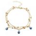 2021 Anniversary Promotion! New Women Multi-layered Beaded Anklet Fashion Blue Eye Pendant Jewelry-Gold