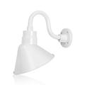 10in White Outdoor Angle Shade Gooseneck Sign Light Fixture with 10in Long Extension Arm - Wall Sconce Farmhouse Vintage Antique Style - UL Listed - 9W 900lm A19 LED Bulb (5000K Cool White)