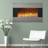 Northwest 36-inch Wall-Mount Stainless-Steel Electric Fireplace with Remote