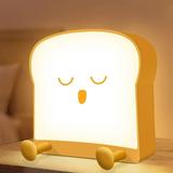 Cute Toast LED Night Lights Funny Night Lamp with Silicone Feet Phone Holder Bread Decorative Creative Lamps for Boys Girls Women Bedrooms