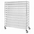 12- Shelf Clear Wire Shelving Unit with 143 Bins - 12 x 60 x 74 in.