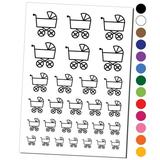 Baby Carriage Pram Stroller Water Resistant Temporary Tattoo Set Fake Body Art Collection - Light Pink