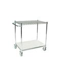 18 Deep x 54 Wide x 39 High 2 Tier Chrome Shelf Cart with 1 Wire Shelf & 1 Solid Shelf