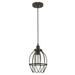 HomeRoots 398244 11 x 7 x 7 in. Loft 1-Light Oil-Rubbed Bronze Pendant with Wire Shade