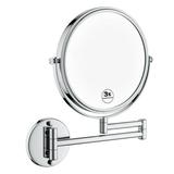 CoSoTower 8 Inch LED Wall Mount Two-Sided Magnifying Makeup Vanity Mirror 12 Inch Extension Chrome Finish 1X/3X Magnification Plug 360 Degree Rotation Waterproof Button Shaving Mirror