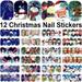 Walbest Winter Series Nail Art Stickers Christmas Decals Snowflakes Snowman Star Deer Xmas Design for Women Fingernails and Toenails Decorations Manicure Tips Wraps Charms Accessories 12 Sheets