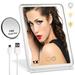 Lighted Makeup Mirror with 60 LED Lights Portable Folding Travel Mirror LED Vanity Mirror with 15X Magnifying Mirror 3 Color Lights Touch Screen USB Rechargeable