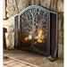 Plow & Hearth Large Tree of Life Fireplace Fire Screen with Door in Black