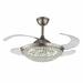 TFCFL Modern Crystal Retractable Ceiling Fan Light LED Chandelier Chrome Silver 42 in