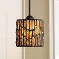 Robert Louis Tiffany Strada Bronze Mini Pendant Light 7 Wide Rustic Mosaic Art Glass Shade for Dining Room House Foyer Kitchen Island Entryway Home