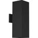 6 Square Up/Down Wall Lantern Two-Light Modern Black Outdoor Wall Lantern with top lense