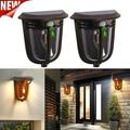 Pack of 2 Solar Outdoor Lights Motion Sensor LED Wall Sconce Waterproof Dusk to Dawn 2800K Warm White Vintage COB Wall Lamp