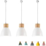 FSLiving 3-Lights J-Type Track Lights Dimmable Track Mount Pendant Lighting Fixtures w/ Macaron Aluminum Shade Customizable - Bulb Not Included (White)