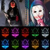 Gustave Scary Halloween LED Mask EL Grow Mask 3 Lighting Modes LED Light UP Creepy Face Mask for Halloween Costume Cosplay Party Yellow