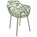 LeisureMod Devon Modern Aluminum Outdoor Dining Arm Chair in Khaki Green