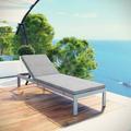 Modway Shore Outdoor Patio Aluminum Chaise with Cushions in Silver Gray