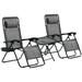 Outsunny 3pcs Patio Lounge Chaise Zero Gravity Chair Set w/Cup Holder