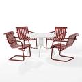 Crosley Furniture Gracie 5 Piece Retro Metal Patio Dining Set in Red and White
