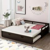Kepooman Twin Size Wooden Extending Daybed with Trundle 78.1 L x 41.8 W x 23.2 H Espresso