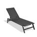 Docooler Outdoor Chaise Chair Five-Position Adjustable Aluminum Recliner All Weather For Patio Beach Yard Pool(Grey Frame/Black Fabric)