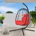 Egg Chair with Stand Patio Wicker Hanging Chair Egg Chair Hammock Chair with UV Resistant Cushion and Pillow for Indoor Outdoor Patio Backyard Balcony Lounge Rattan Swing Chair JA2826