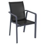 Compamia Pacific Sling Arm Chair - Dark Gray Frame Black Sling